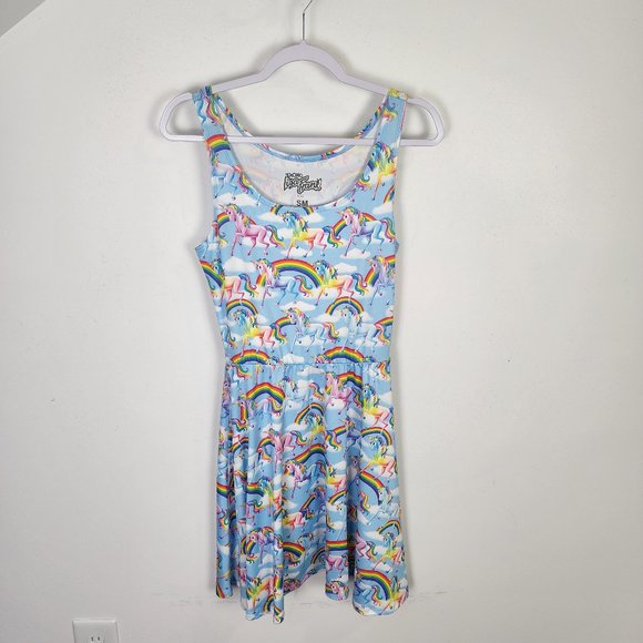 Lisa Frank Rainbow Unicorn Skater Dress Pastel Goth - Picture 2 of 9